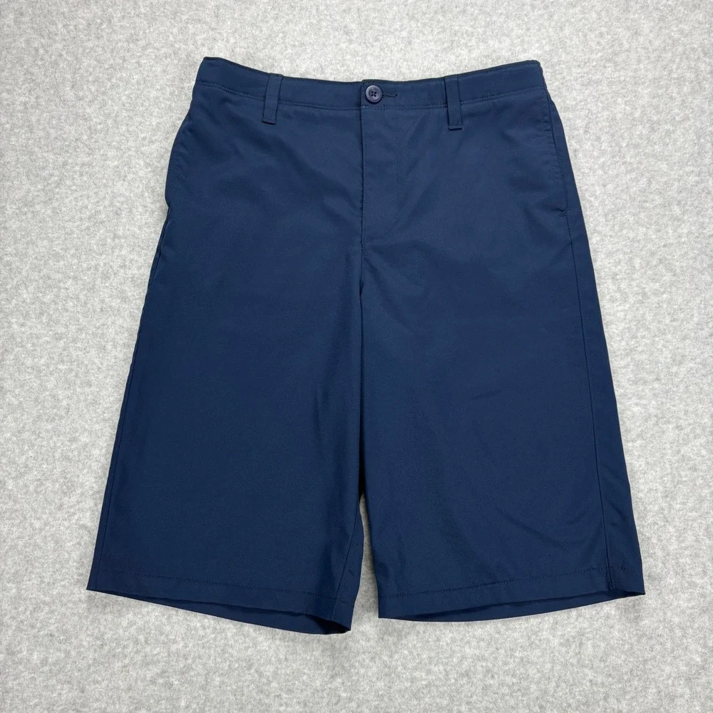 Under Armour Golf Shorts Boys 18 Navy Blue HeatGear Performance Activewear Wicks